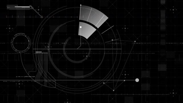 Futuristic head up display digital interface background with an alpha channel