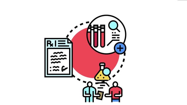 People interacting around medical documents, test tubes, and laboratory equipment, the comprehensive process of healthcare validation, research, and analysis
