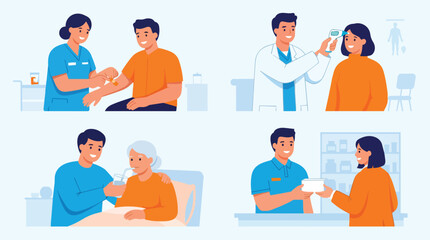 Fototapeta premium Medical professionals assisting patients in clinic