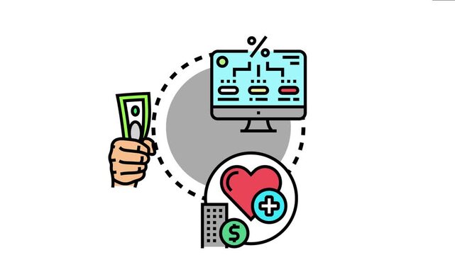 Medical savings account concept, financial management with money being saved and allocated for healthcare services, managed digitally online