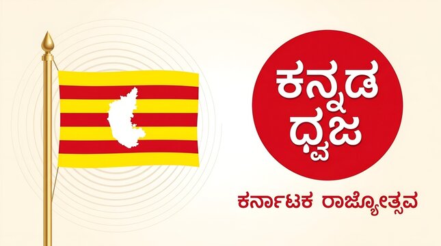 Karnataka flag with map kannada rajyotsava background