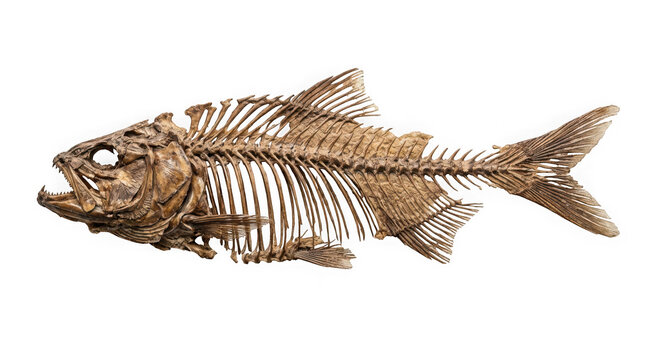 Skeleton of a large predatory fish isolated on transparent background