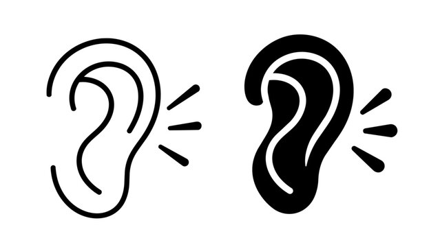 Listening icon design, logo, app, template set. Black icons