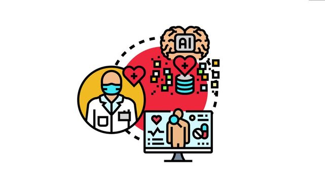 Healthcare professional analyzing patient data and treatment outcomes with artificial intelligence and digital health technology, improving medical diagnostic accuracy and personalized therapy