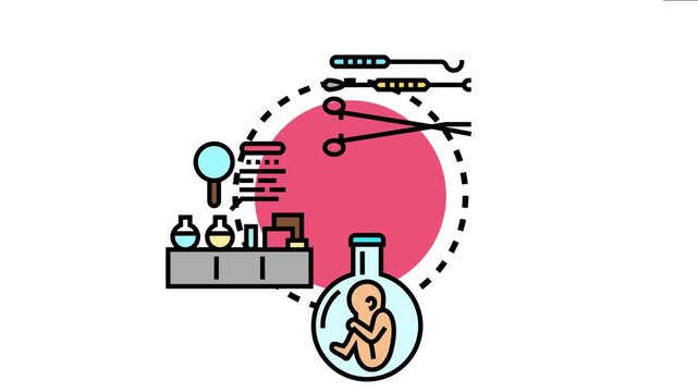 Medical laboratory equipment and instruments facilitating the incubation and development of a human embryo in a scientific research environment, symbolizing fertility and biotechnology