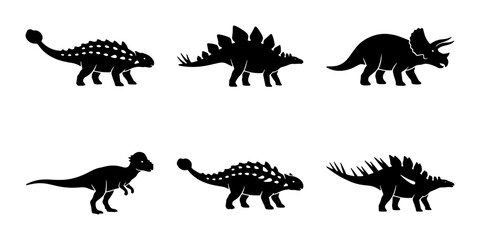 Dinosaur Silhouettes Collection: Prehistoric Reptiles, Ancient Creatures, Jurassic Icons © Anjali