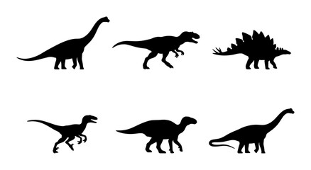 Dinosaur Silhouettes: Prehistoric Creatures, Ancient Reptiles, Jurassic Icons, Vector Set © Anjali