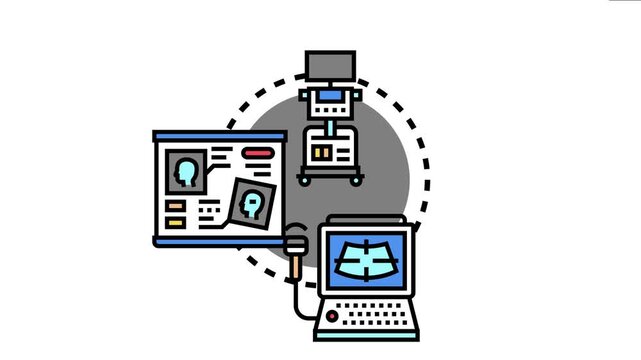 Medical imaging diagnostics concept various medical examination technologies, including ultrasound and patient data, for disease detection and health analysis