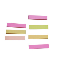 Fototapeta premium Eight rectangular paper strips in various pastel colors arranged in two columns on a plain , for a neat, visual display isolated on a transparent background