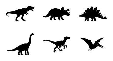 Dinosaur Silhouettes: Prehistoric Creatures Vector Set, Jurassic Icons, Ancient Reptiles Collection © Mainul