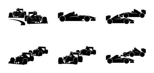 Fototapeta premium Formula 1 Racing Cars, Speed, Competition, Motorsport Icons, Vector Graphics