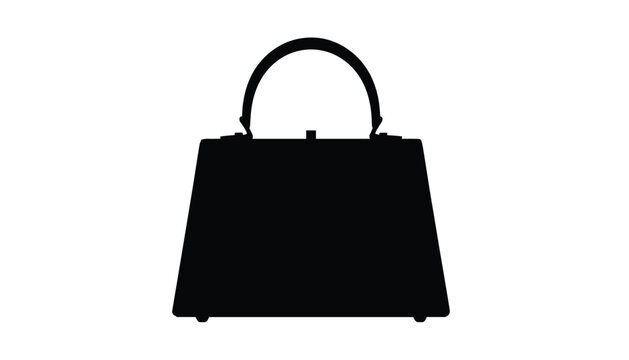 Classic black silhouette of an elegant luxury handbag with a top handle and clasp, isolated on a clean white background.