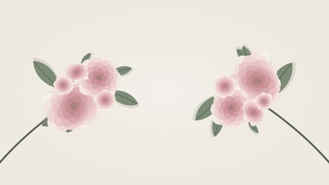 Pink flower seamless pattern in zigzag arrangement on cream background