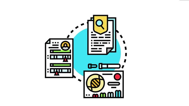 Clinical trial process analyzing medical data, developing new research, and documenting participant information for healthcare and scientific studies
