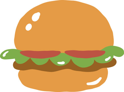 cute hamburger food vector cartoon illustration