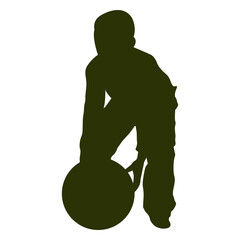 Fototapeta premium Boy picking ball silhouette