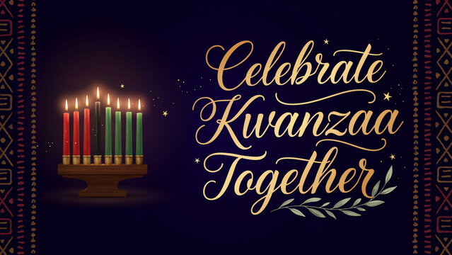 Celebrate kwanzaa together with kinara candles and traditional african patterns