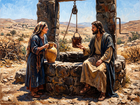Jesus and the Samaritan Woman at the Well Biblical Scene
