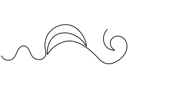 Animated ocean wave icon sign continuous one line drawing moving on white background minimalist single art flowing and splashing of sea water symbol animation
