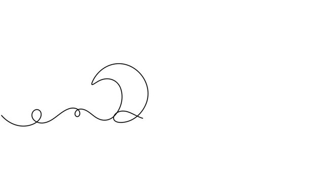 Animated ocean wave icon sign continuous one line drawing moving on white background minimalist single art flowing and splashing of sea water symbol animation