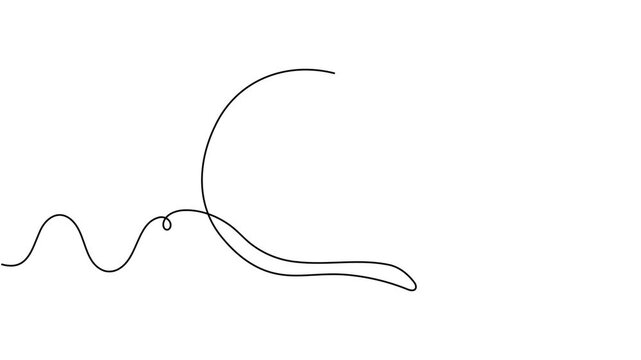 Animated ocean wave icon sign continuous one line drawing moving on white background minimalist single art flowing and splashing of sea water symbol animation