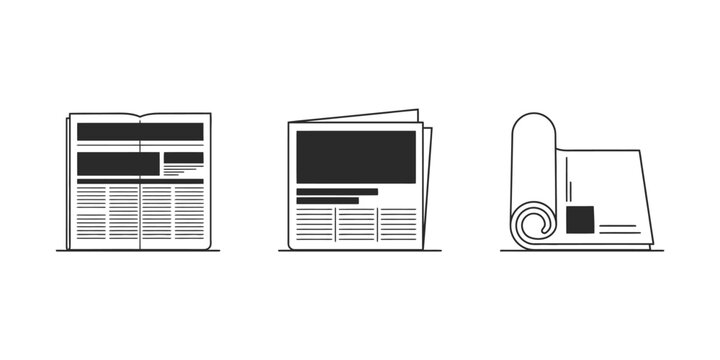 Press release and online news reporting icon collection