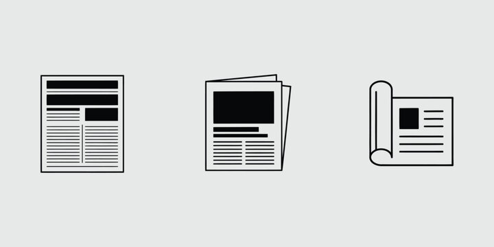 Digital journalism, newspaper press, and media blog icons