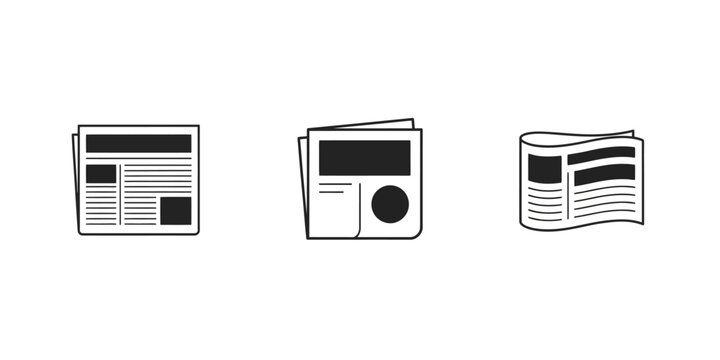 Editorial article, newspaper layout, and media publishing icon set