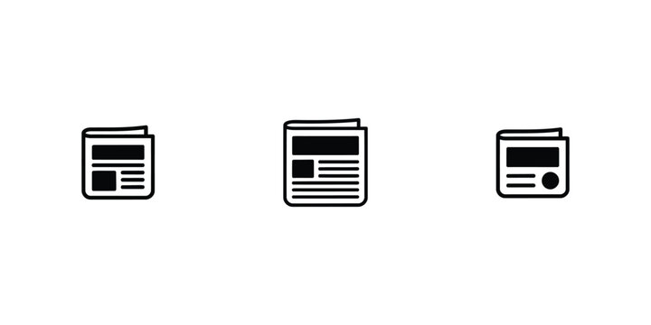Daily newspaper and press media line icon set