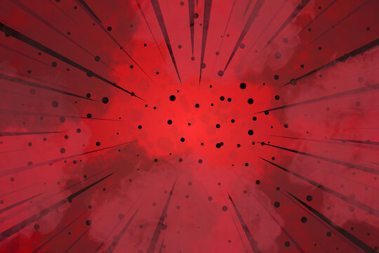 Dynamic red comic book explosion background featuring dramatic radial lines,