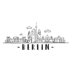 Obraz premium Berlin television tower reichstag brandenburg gate cathedral tower skyline sticker