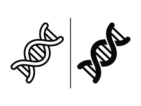 DNA double helix vector icon with clean outline and filled design for genetics, biotechnology, laboratory science, medicine and research