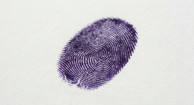 Detailed Purple Fingerprint Macro On Textured Paper