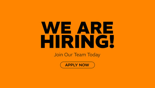 we are hiring job recruitment in orange backdrop banner