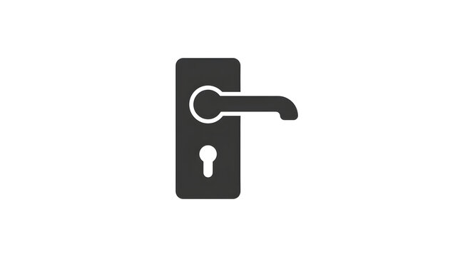 Black keyhole door lock icon with key