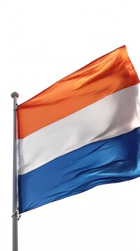 old dutch flag waving on white background netherlands holland