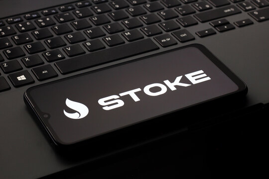 In this photo illustration, the Stoke Space logo is seen displayed on a smartphone screen.