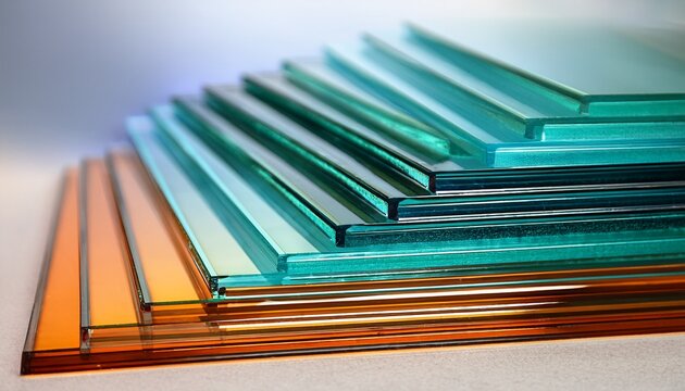 tinted laminated glass sheets stack decorative colored window material sample