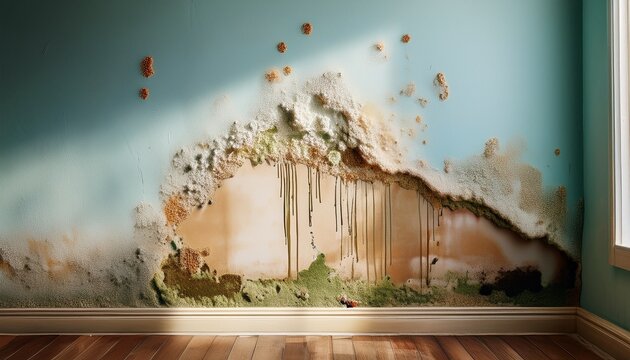 home wall water leak damage and mold problem