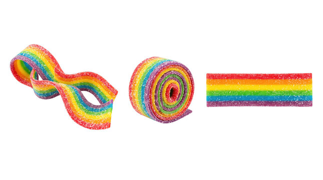 Rainbow candy strip isolated on a transparent background, design mockup
