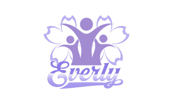 Floral Family Figure Celebration Everly Floral Logo Vector