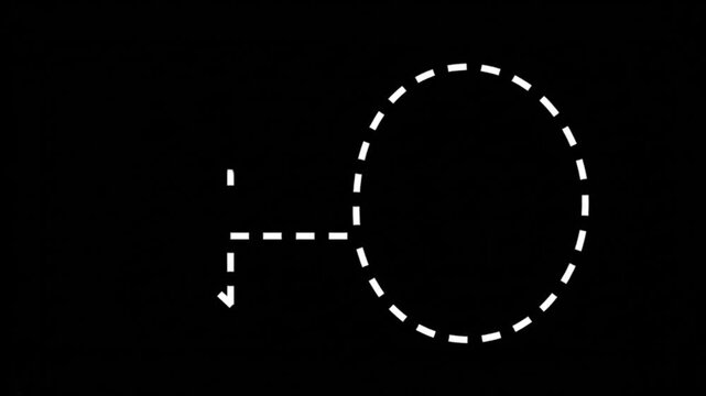 Abstract white dashed curved line on black background