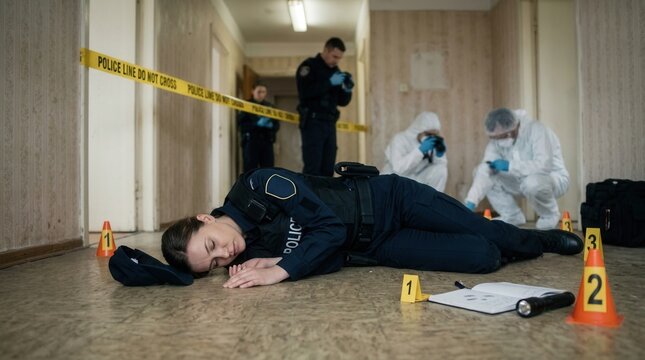Crime Scene Investigation Uncovers Fallen Officer During Police Procedure
