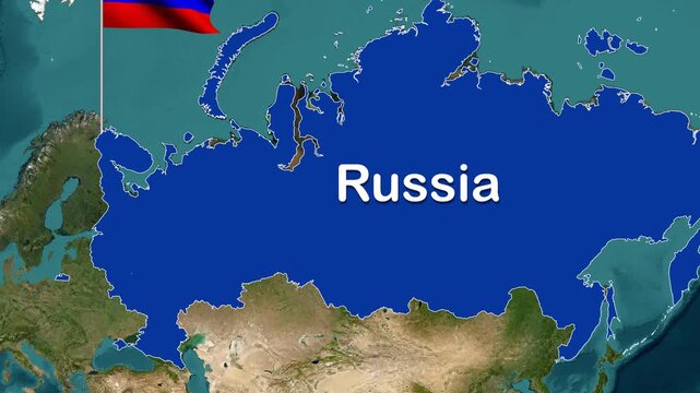 Russia Map Animation Zooming into Moscow City Highlighted