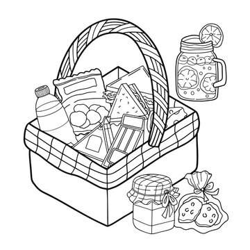 picnic basket with picnic food