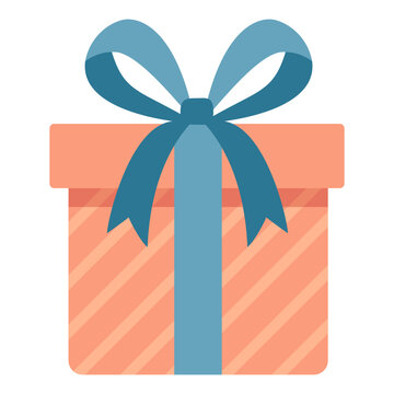 Gift Box with Blue Ribbon and Bow Vector Illustration