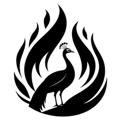 Fototapeta premium Mythical firebird rising from flames illustration