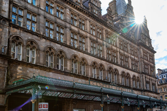 Manchester Central Station Facade in Glasgow, Scotland, UK.