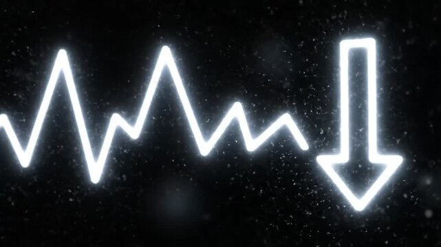 White glowing jagged line chart on dark background showing growth