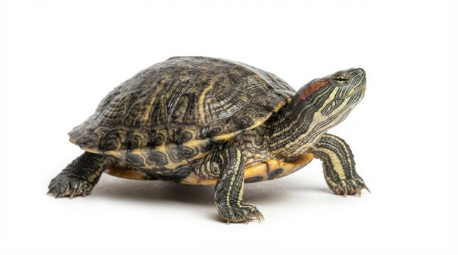 Red-eared slider turtle walking